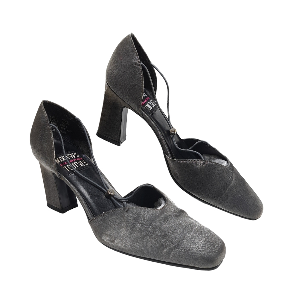 Mootsies Collections Tootsies Women's Chunky Grey Metallic High Heels Size 9M